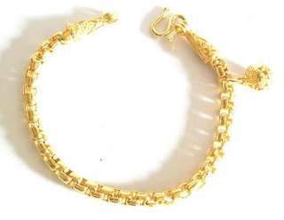   18/24k Real Yellow Gold Filled Plate 9 Ethnic Charm Bracelet Bangle