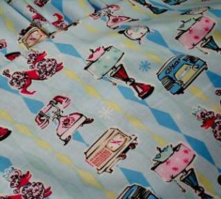 VIntage style 1950s Home Appliances Cotton Fabric 1yd  