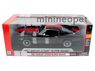 COLLECTIBLES 1967 SHELBY MUSTANG GT500 SUPER SNAKE 1/18 BLACK w RED 