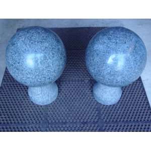 Antique 1850s Architectural Granite Balls & Pedestals