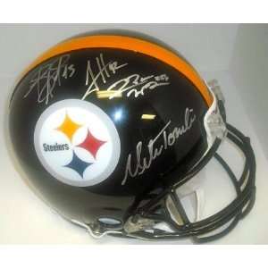   Steelers Defense & Head Coach Hand Signed Autographed Football Helmet