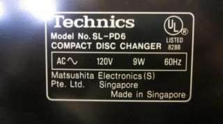Technics SL PD6 Compact 5 Disc CD Player Changer Digital Optical 