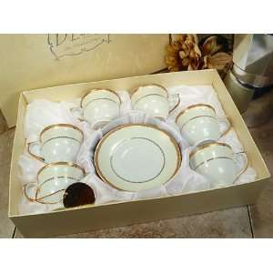  Wedding Favors 6 Cup 6 Saucer in square box gold (Set of 