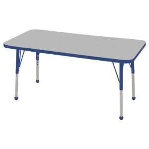 Rectangular Adjustable Activity Table in Gray Edge Banding Blue, Leg 