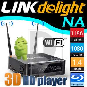   3D Media Player Full HD 1080p HDMI 1.4 Realtek 1186 Wifi Android 2.2
