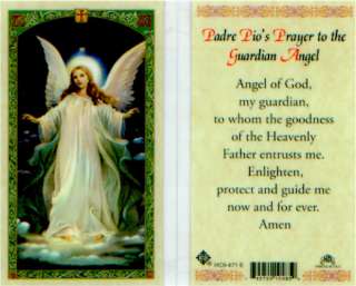 Padre Pio Prayer to Guardian Angel Holy Card Praying Guide HC471 