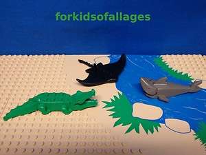 Lego Animal Minifig Lot Manta Ray/Stingray, Alligator / Crocodile, Dk 
