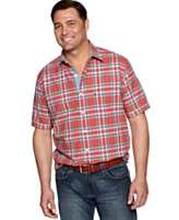 Izod Shirt, Big and Tall Short Sleeve Plaid Shirt