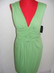 New MAX EDITION Kiwi Lime green tie back ruched dress L  