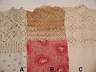 ANTIQUE Fabric Swatch & Lace Trim Edging   19th C