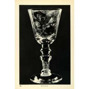  1939 Print Antique English Goblet Diamond Etched Glassware 