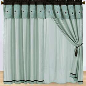 Grand Park Aqua Blue 7 Piece Comforter Set (Q, K) / Matching Curtains 