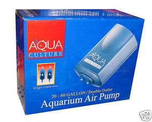 Aqua Culture 20 60 Gallon Aquarium AIR PUMP DOUBLE NEW  