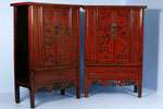   Pair of Original Painted Chinese Armoires Cabinet c1770  