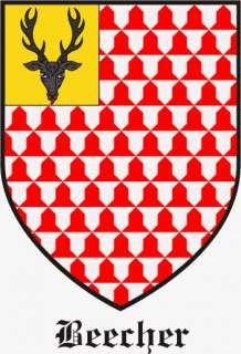 Beecher Handpainted Coat of Arms Mahogany Plaque  