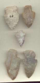 Indian Artifacts  5 Nice Points Arrowheads  