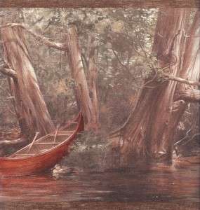 Wallpaper Border Hautman Brothers Duck, Canoe, River  