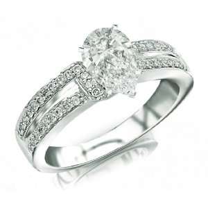 Pave set Round Diamonds Engagement Ring with a 1.01 Carat Asscher Cut 