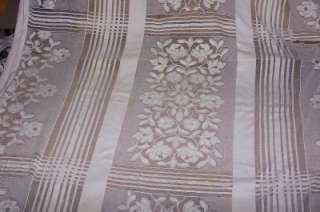 ANTIQUE LACE AND FLOWER DESIGNED LINEN TABLECLOTH  