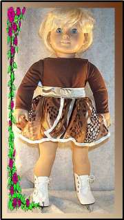 Doll Clothes Ice Skate Dance Brown Leotard Skirt fit American Girl 18 