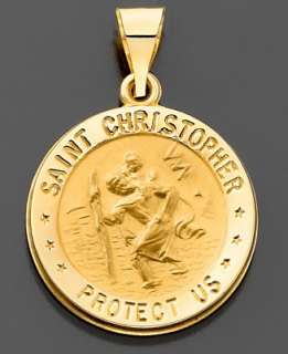 14k Gold St. Christopher Medal Pendant   Necklaces   Jewelry & Watches 