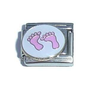  Pink Baby Feet Italian Charm Bracelet Jewelry Link 