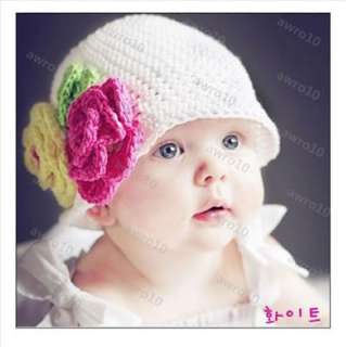 Baby Cute Crochet Ice Ski Beanie Hat Cap Flower bb0017  