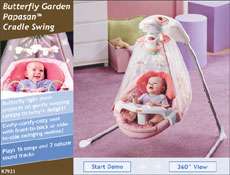 BRAND NEW Fisher Price Papasan Cradle Swing Butterfly Garden with 