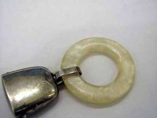 Sterling Silver Mother of Pearl Baby Teething Ring 27984  