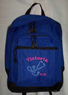 Nurse Nursing Backpack book bag PERSONALIZED New Royal Blue RN CNP 