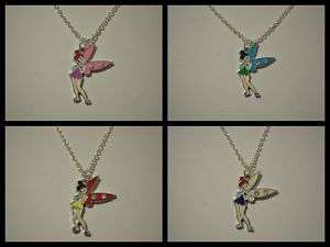 Tinkerbell Fairy Necklace ~ BLUE WINGS PINK RED FLESH ~  
