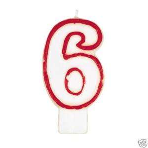 Birthday Cake Candle Number 6   Six   Red Edge Large  
