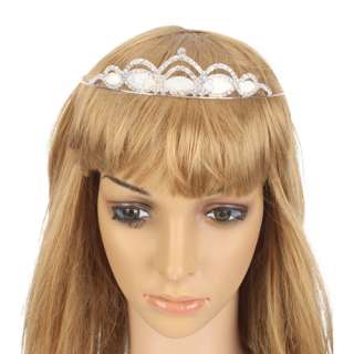 Wedding Bridal Wave Style Pearl Rhinestone Hair Accessories Crown 