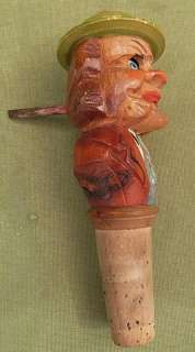 Vintage wooden Anri? figural bottle stopper  