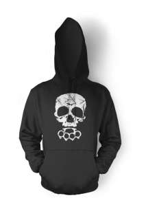 Skull with Brass Knuckles Hoodie Sweatshirt Gothic  