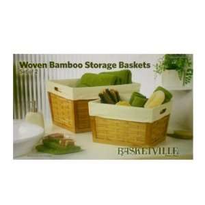    Basketville Woven Bamboo Storage Basket 2Pc Set