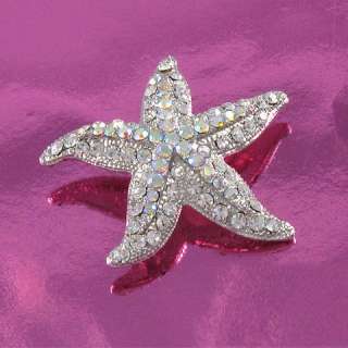   Starfish Brooch Pin Clear Crystals Rhinestone For Pendant Necklace