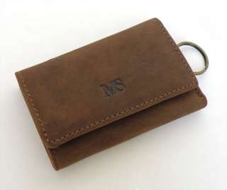   Crazy Horse Leather Lady Womens Dark Brown Key Chaps Trifold Wallet