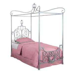   Rebecca Sparkle Silver Canopy Bed, Twin 