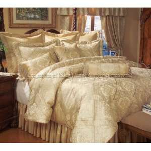 9PCS QUEEN GOLD IMPERIAL COMFORTER SET BED IN A BAG 