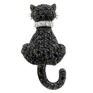   Cubic Zirconia Cat Brooch/Pin   Black/White.Opens in a new window