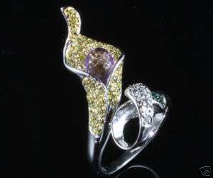 14KG Rare Calla LiLy Design Yellow Sapphire Ring Unique  