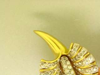 SIGNED JOMAZ CALLA LILY FLOWER CLEAR RHINESTONE VINTAGE GOLD PLATED 