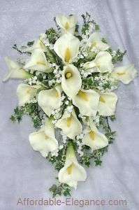 Ivory CALLA LILY BRIDAL BOUQUETS Wedding FLOWERS Set  