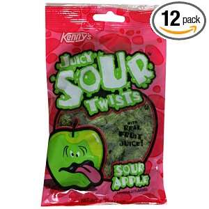 Kennys Sour Green Apple Juicy Twists, 5 Ounce Packages (Pack of 12 