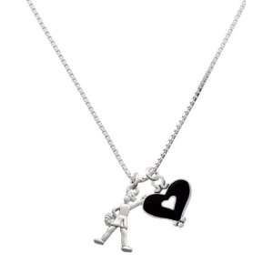  Cheerleader   Standing and Black Heart Charm Necklace 
