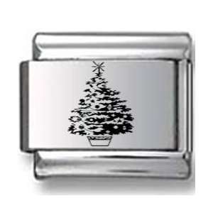  Christmas Tree Black Laser Italian Charm Jewelry