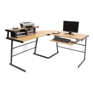    Black and Oak L Shaped Computer Desk HDA077