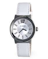 Swarovski Watch, Womens Swiss Piazza White Leather Strap 1000664