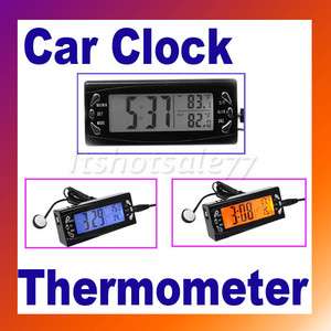 LCD DC 12V Digital Alarm Clock Car Thermometer Display  